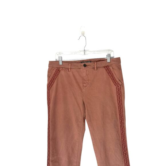 Garnet Hill Salt Washed Chino Pants‎ Pink Embroidered Straight Leg Size 8 - Picture 7 of 13